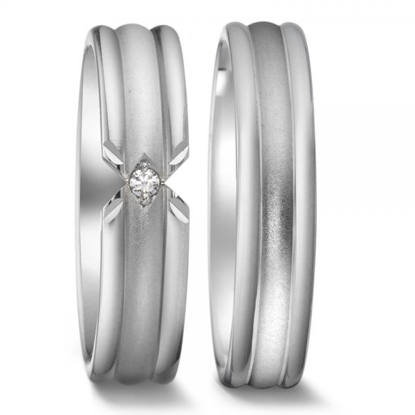 Trauringe Weissgold von Weidner 62185 + 72185